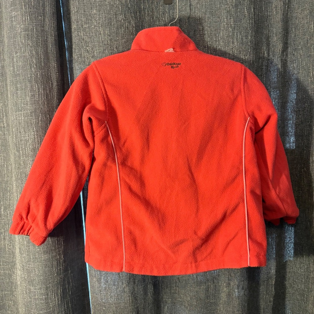 OshKosh B'gosh Reversible Zipper Jacket Pink Brown Fleece Windbreaker (Girls 6x) - Picture 5 of 10
